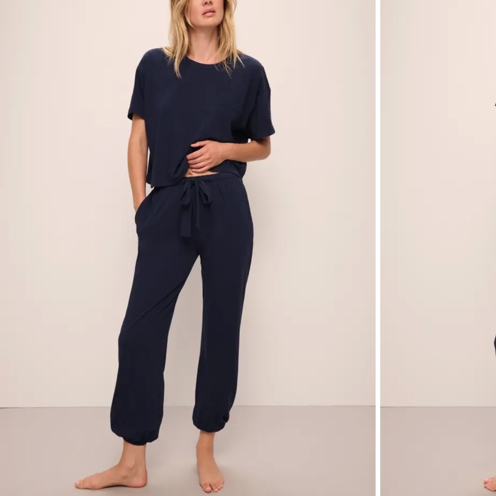 Eberjay black jawstring lounge cropped pajamas